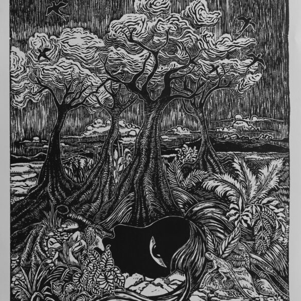 Gasp 20*22 Handmade Woodcut Print including 1" Border Painting